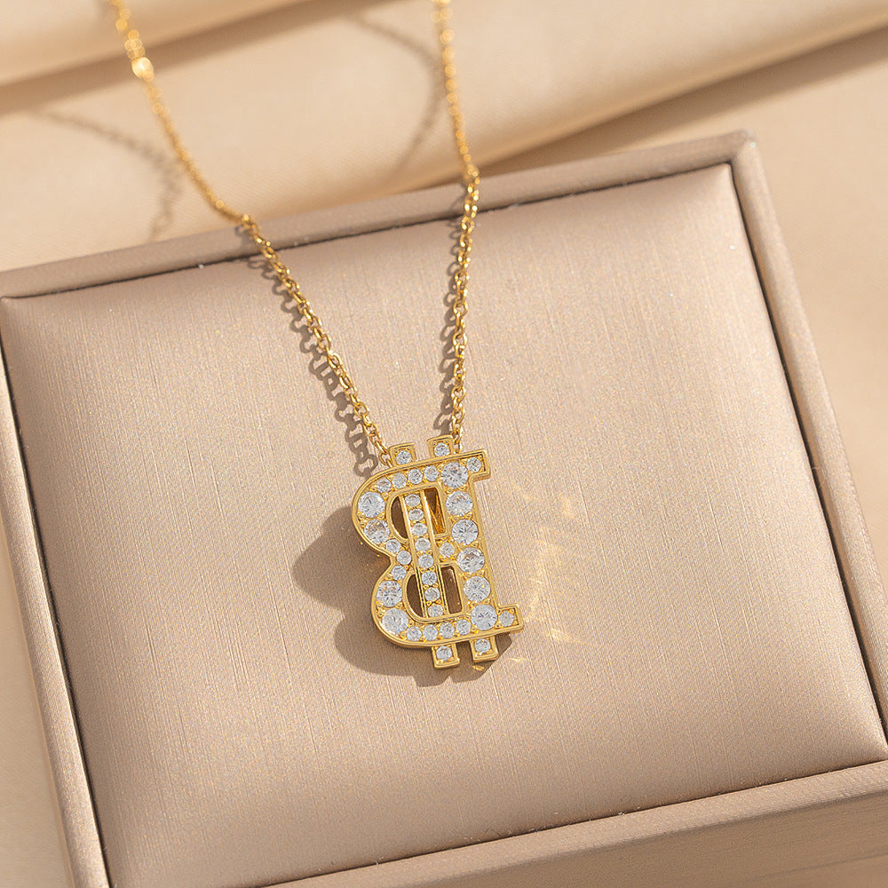 Collar Minimalista con Colgante de Ola y Geométrico para Mujer en Acero de Titanio con Chapado en Oro de 18K, Cadena Hipoalergénica para Clavícula con Motivos de Corazón y Lazo