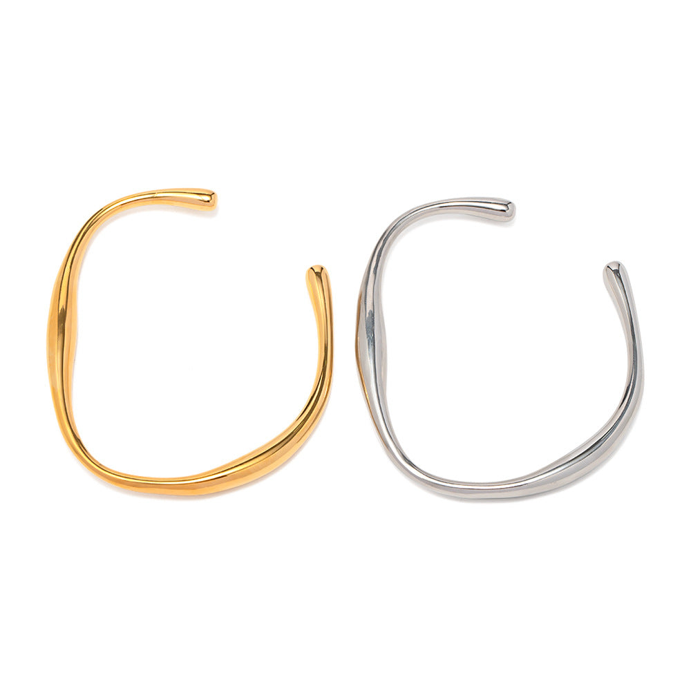 Minimalist Geometric Titanium Steel Bracelet with 18K Gold Plating for Women