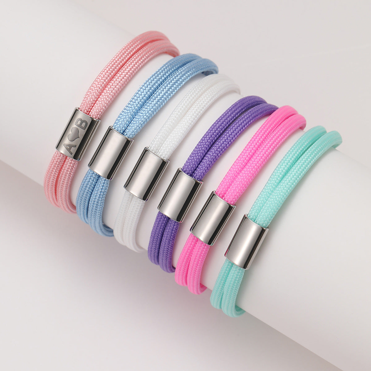 Fashion 18K Gold Plated Titanium Steel Adjustable Colorful Rope Bracelet Unisex Engravable Jewelry