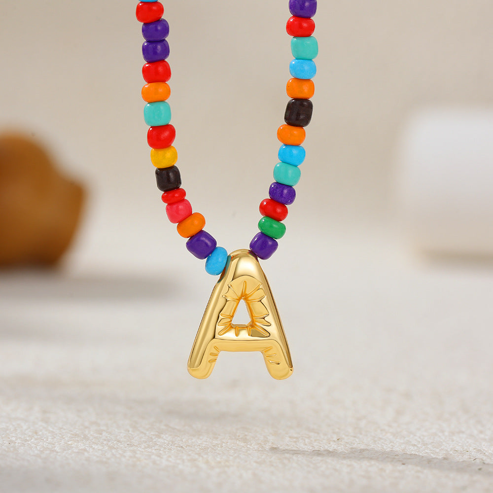 Collana con Lettere Unisex in Acciaio Inossidabile Placcato Oro 18K Casual
