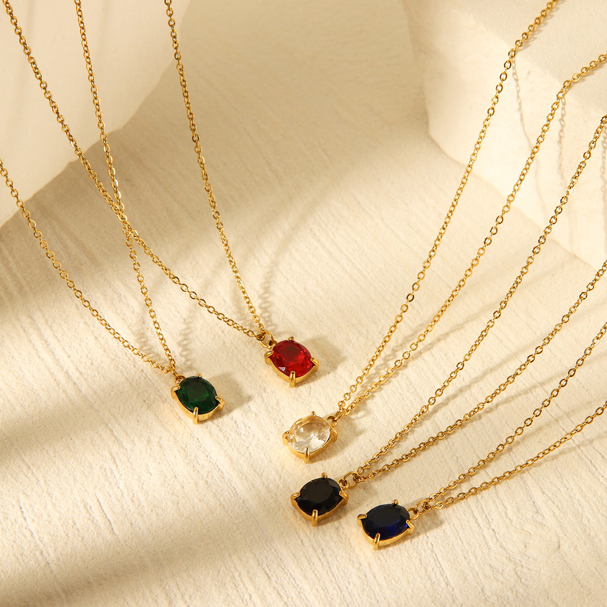 Minimalist Geometric Stainless Steel Necklace for Women with Zircon Inlay, Hypoallergenic and Fade-Resistant Pendant Jewelry