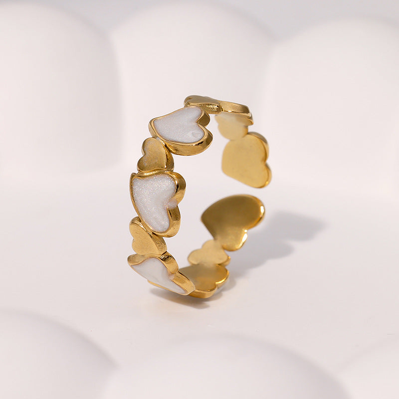 Minimalist Heart-Shaped Gold-Plated Stainless Steel Adjustable Ring for Women