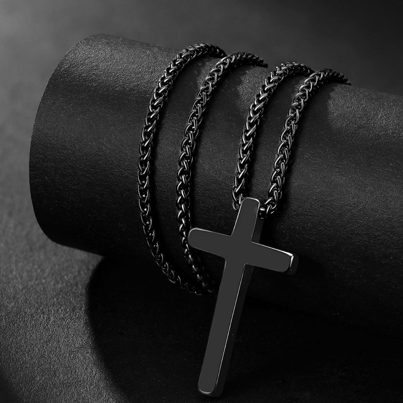 Streetwear Stainless Steel Plated Cross Pendant Necklace Snake Chain Unisex