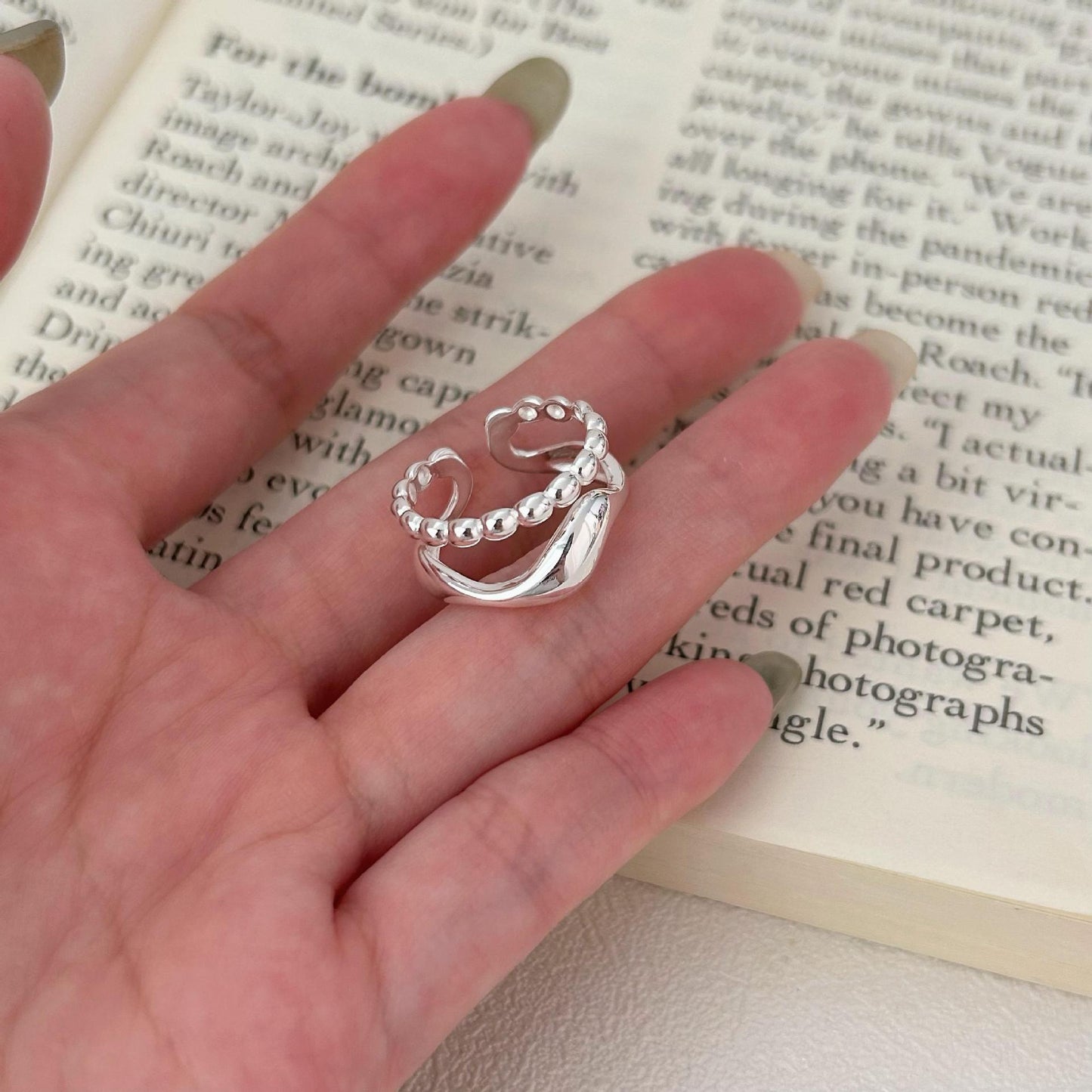 Minimalist Irregular Shape S925 Sterling Silver Ring for Women with Unique Design