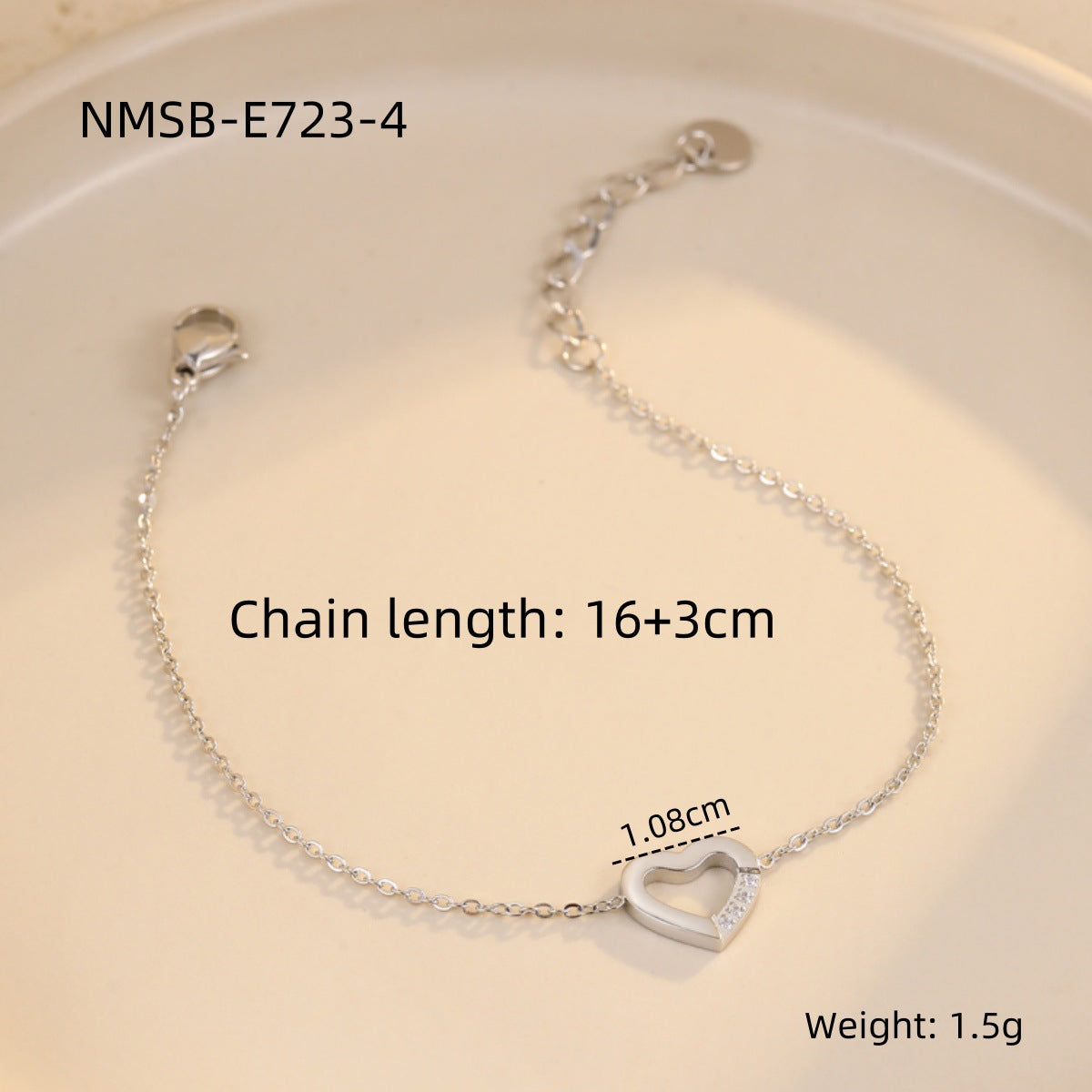 Minimalist Hollow Heart Stainless Steel Bracelet for Women with Plated Finish
