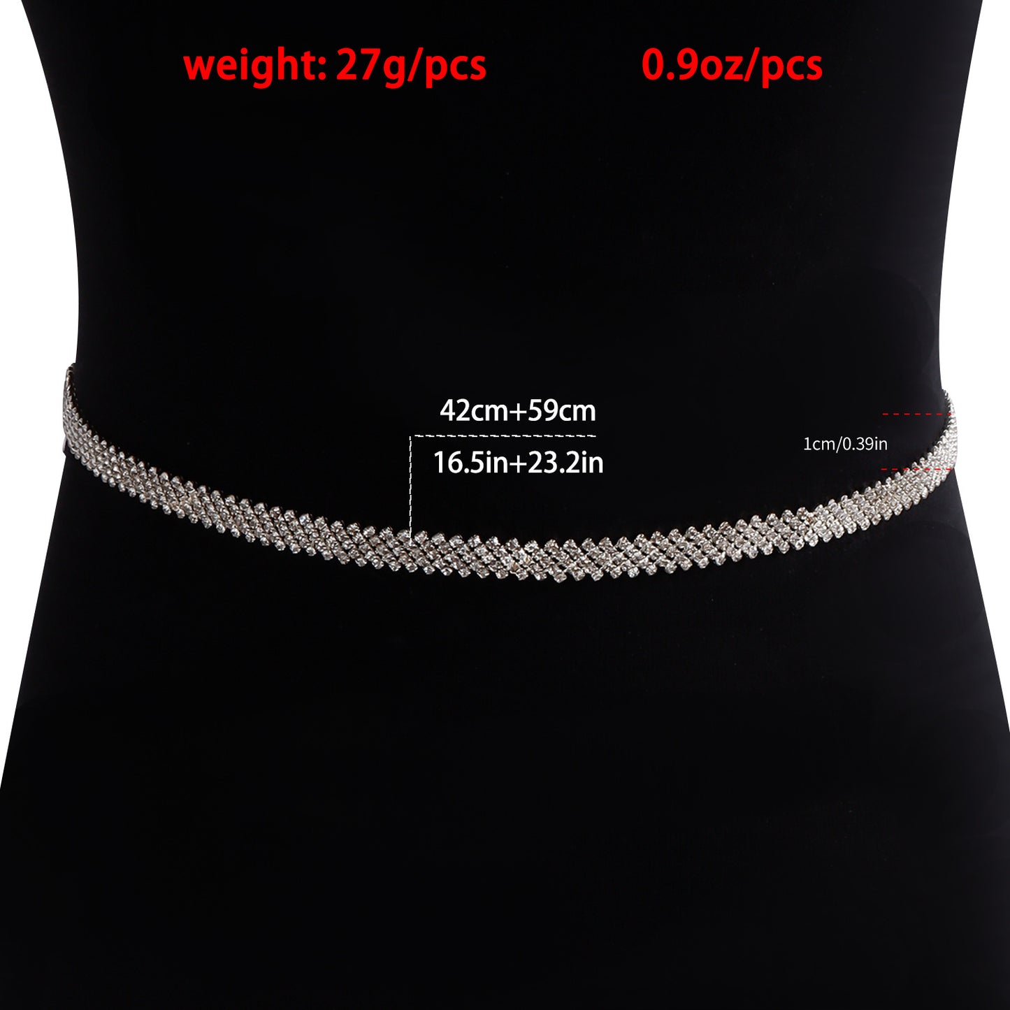Sweet Punk Casual White Crystal Rhinestone Welded Metal Body Chain for Women