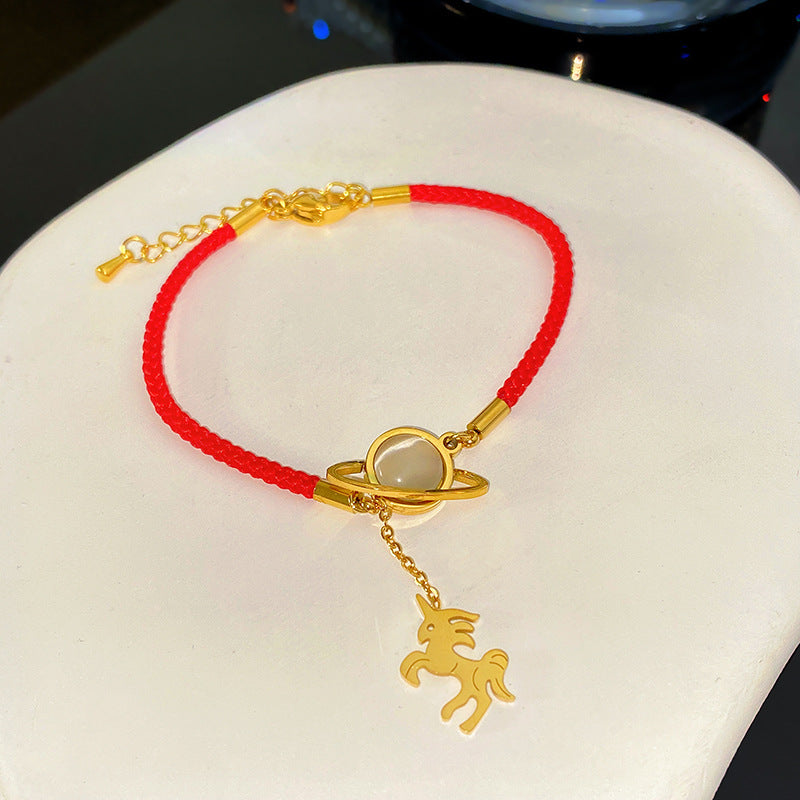 Luxury Elegant Animal Planet Tassel Titanium Steel Bracelet
