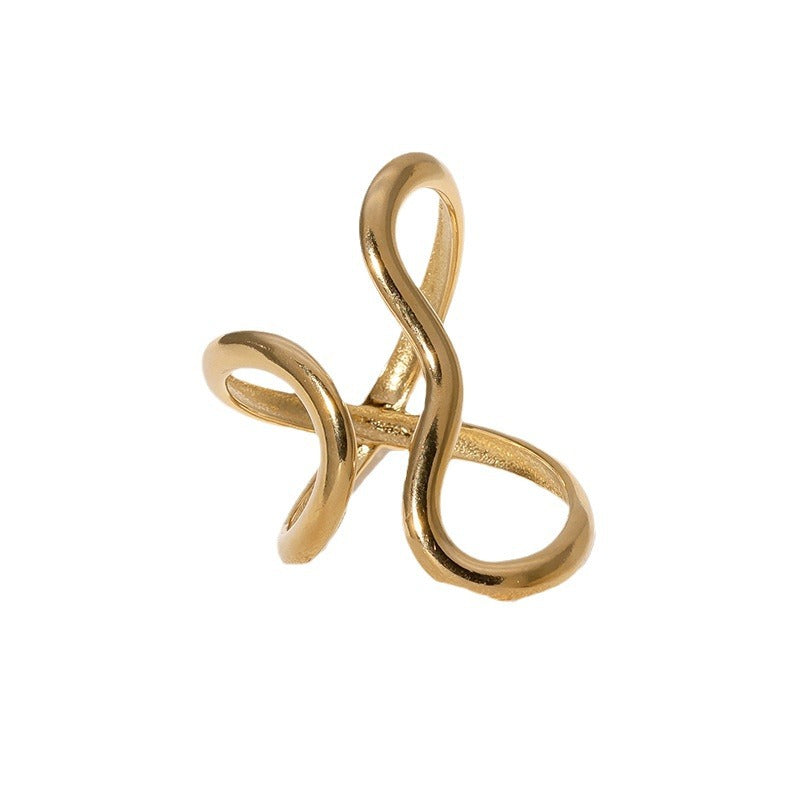 Minimalist Geometric Line Design Stainless Steel Adjustable Finger Ring for Women