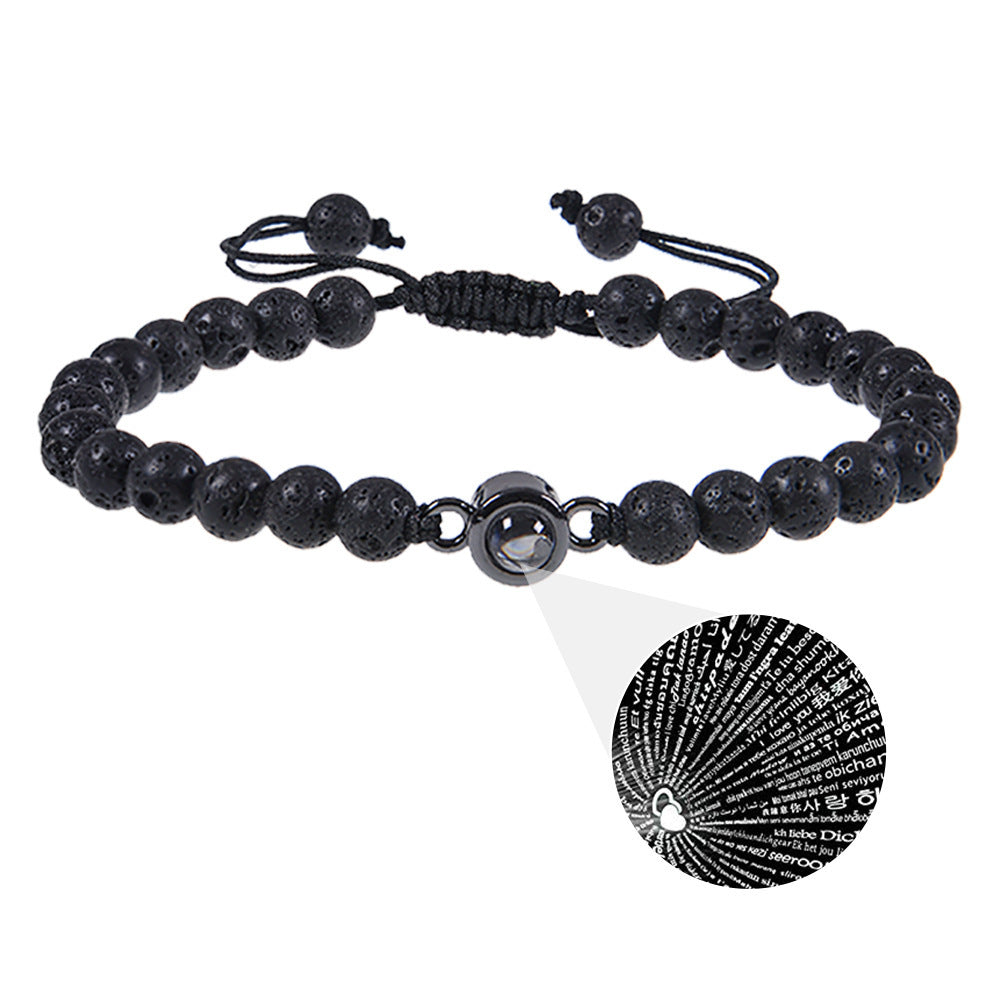 I Love You Projection Crystal Agate Bracelet Unisex Round Letter Charm