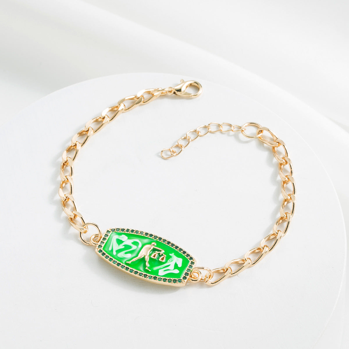 Bracciale Minimalista Zodiacale Geometrico in Rame con Placcatura in Oro 18K e Finitura Smaltata da Donna