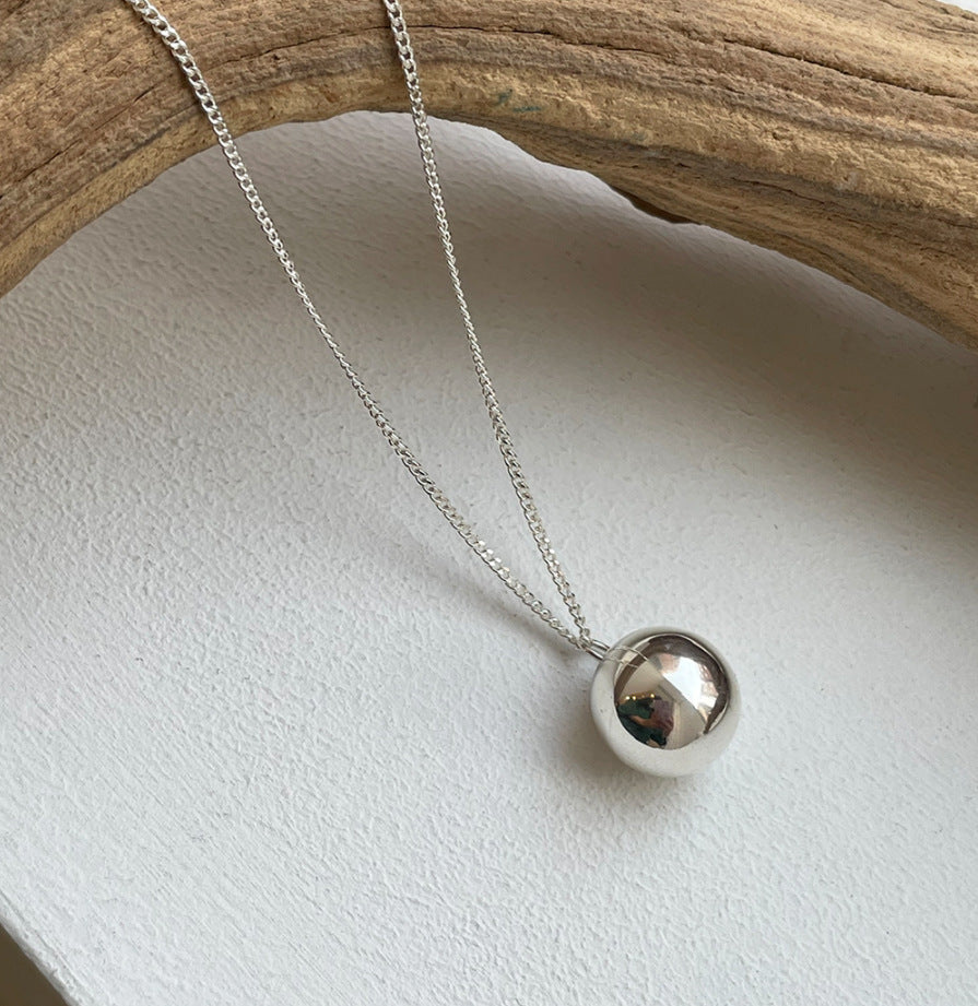 Collana con ciondolo a sfera rotonda geometrica minimalista in argento sterling 925