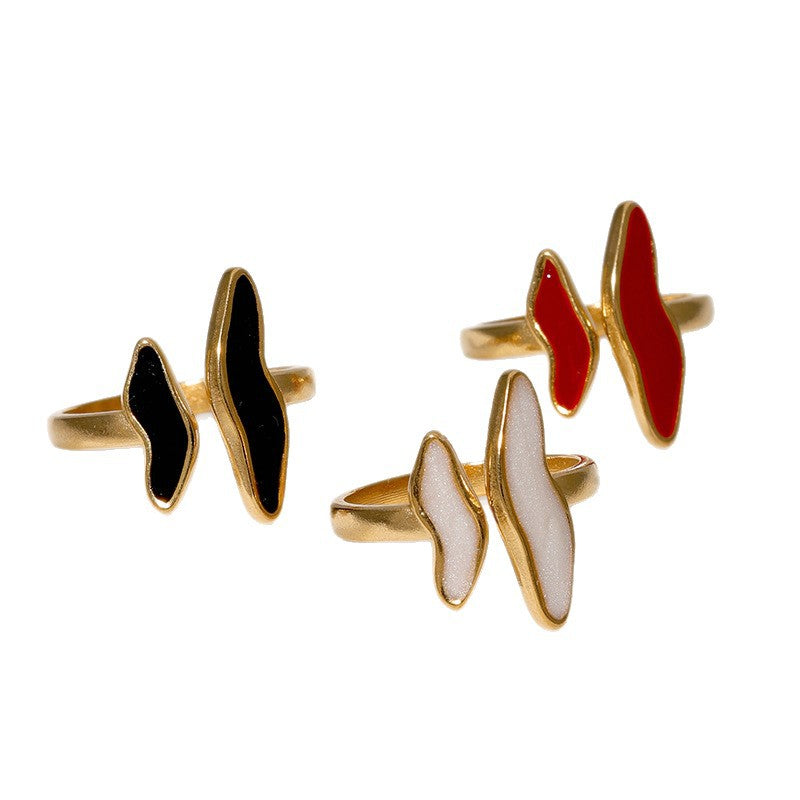 Anello Aperto Regolabile Geometrico Minimalista in Acciaio Inossidabile Placcato Oro 18K da Donna
