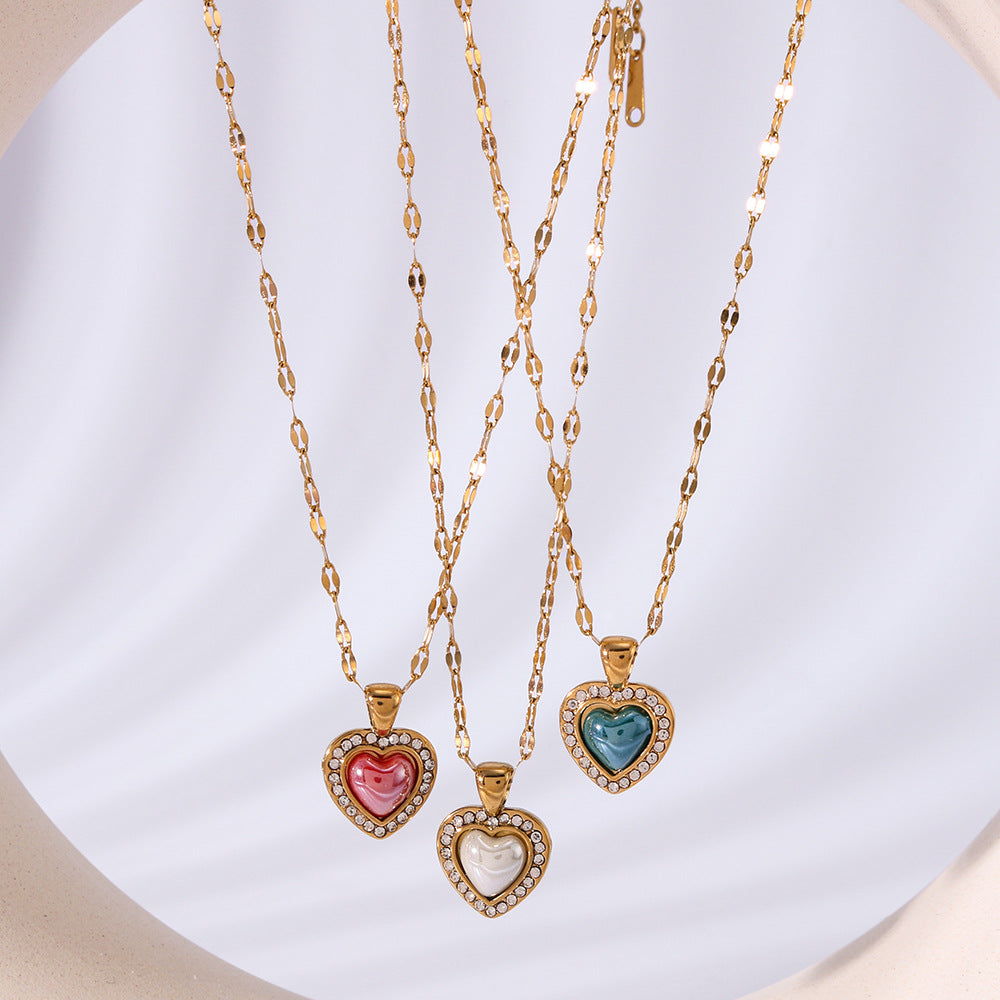 Minimalist Heart-Shaped Titanium Steel Necklace with 18K Gold Plating for Women, Hypoallergenic Locket Chain