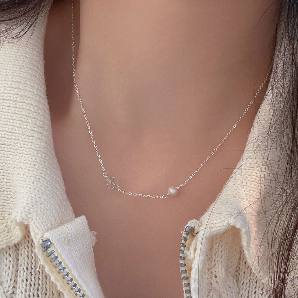 Minimalist Geometric Tulip Pendant Necklace in 925 Sterling Silver with Plated Finish