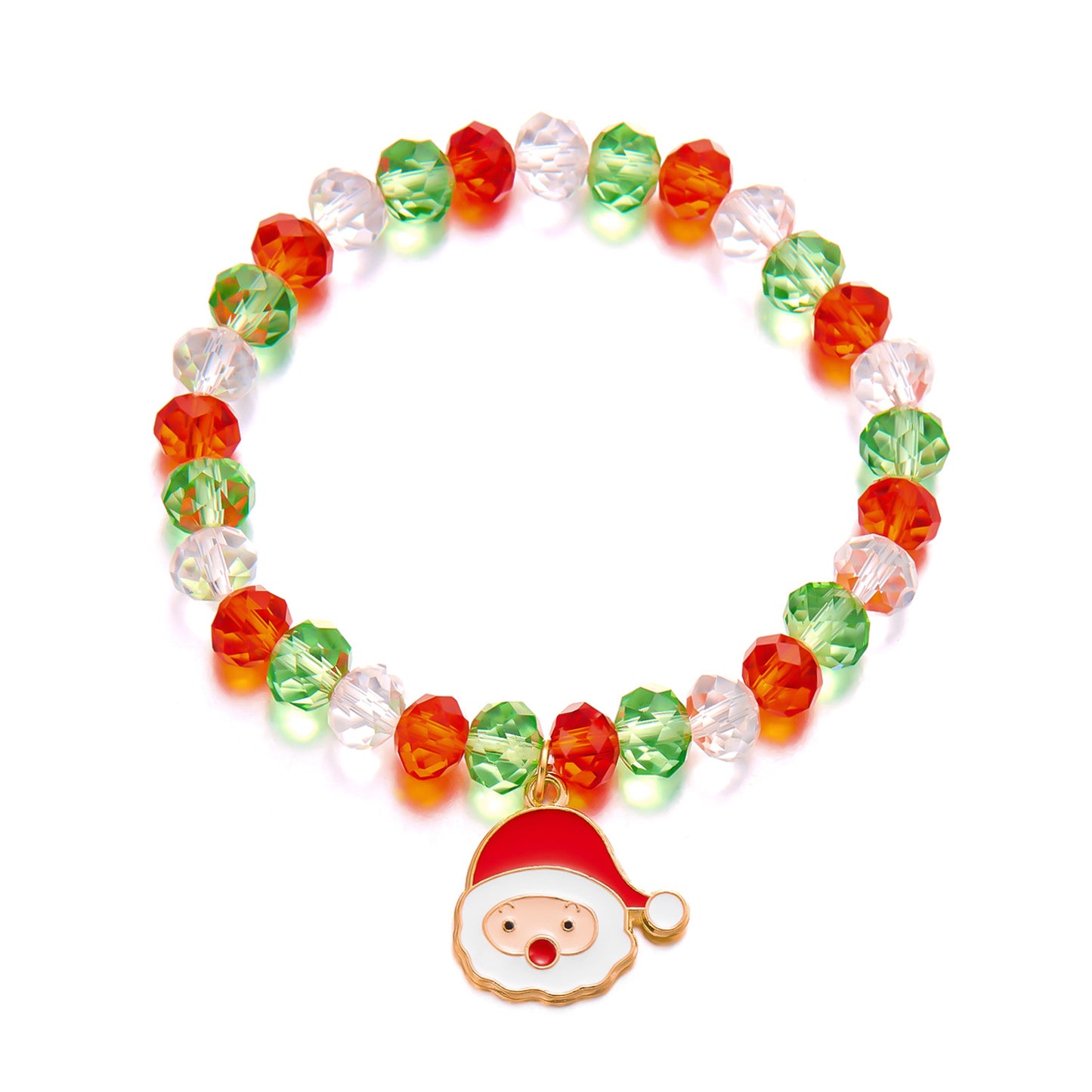 Handmade Christmas Bracelet with Alloy Beads and Crystal Accents Featuring Cartoon Character Design for Women