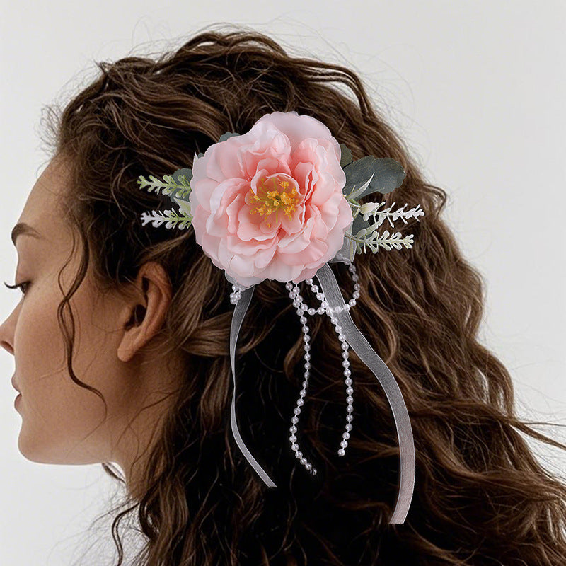 Fermaglio per Capelli a Becco d'Anatra da Donna Stile Naturale a Forma di Fiocco Realizzato in Plastica e Resina con Dettagli Arricciati e in Rete per Matrimoni Damigelle Eventi di Danza