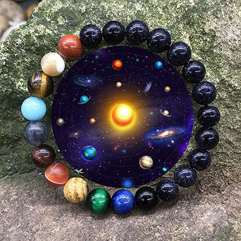 Unisex Round Geometric Volcanic Stone Bracelet