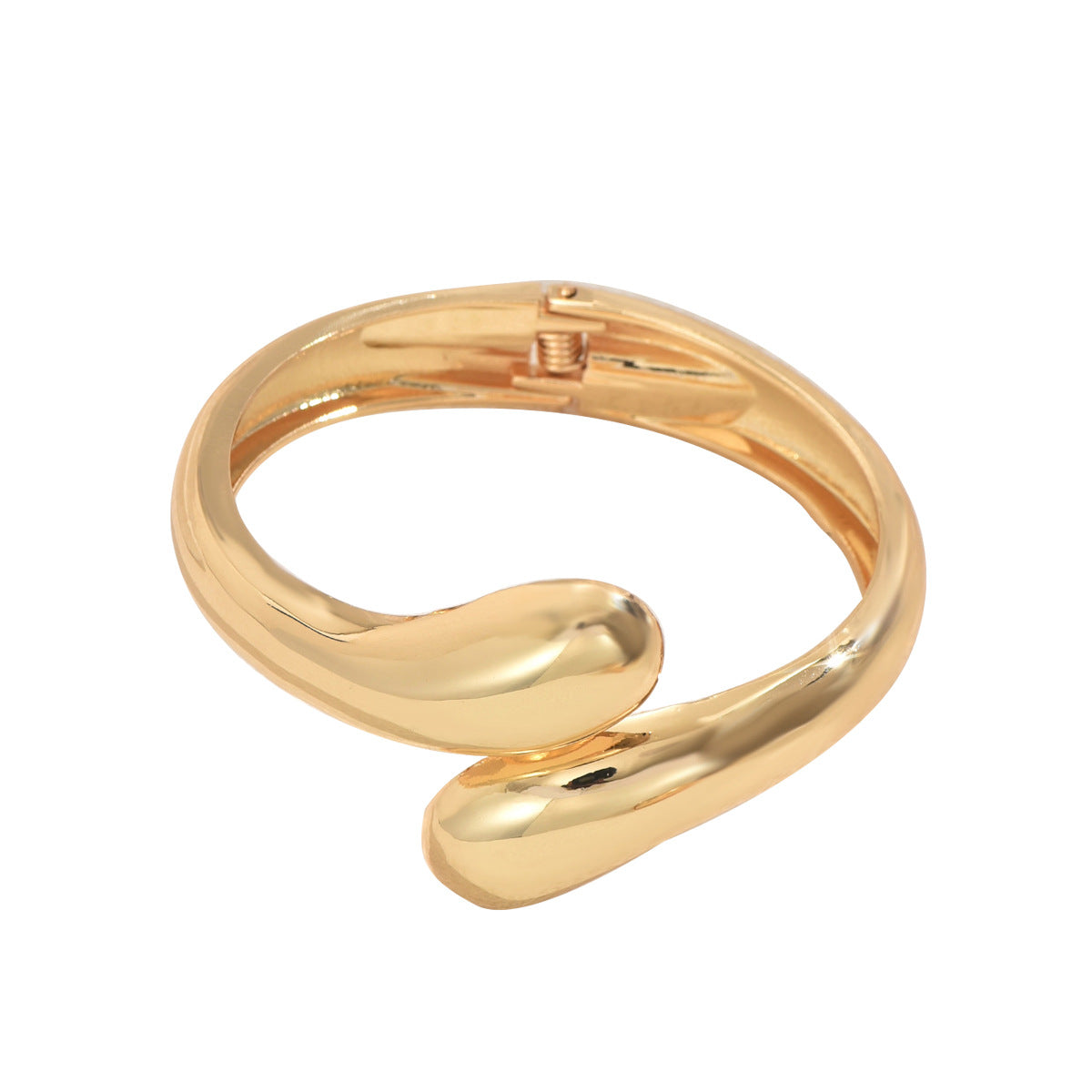 Geometric Adjustable Open Bangle Bracelet for Women in Zinc Alloy with Plated Finish