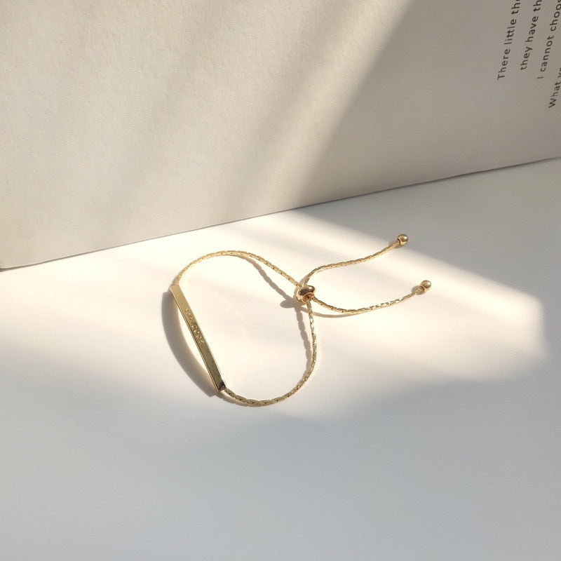 Minimalist Geometric Titanium Steel Adjustable Letter Bracelet for Women with Plating Finish