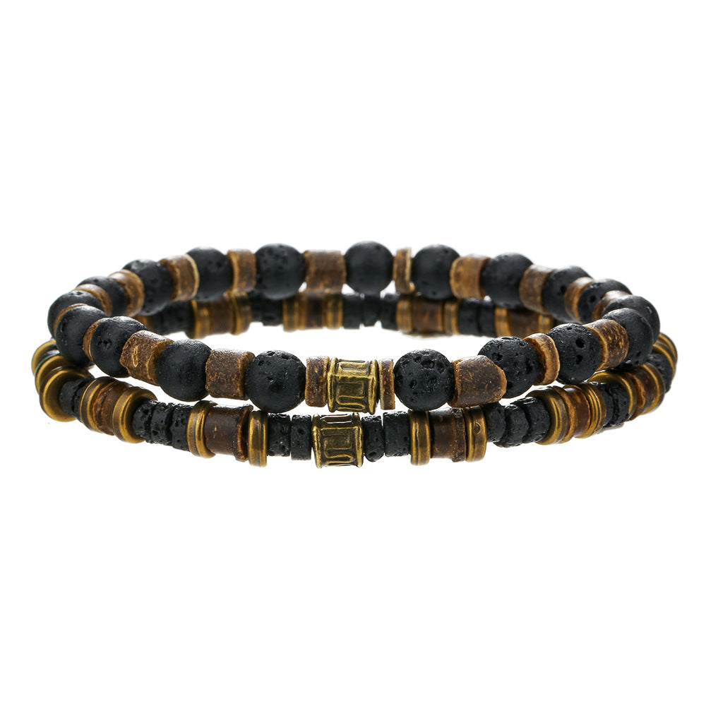 Bohemian Geometric Wood Bead Bracelet Unisex
