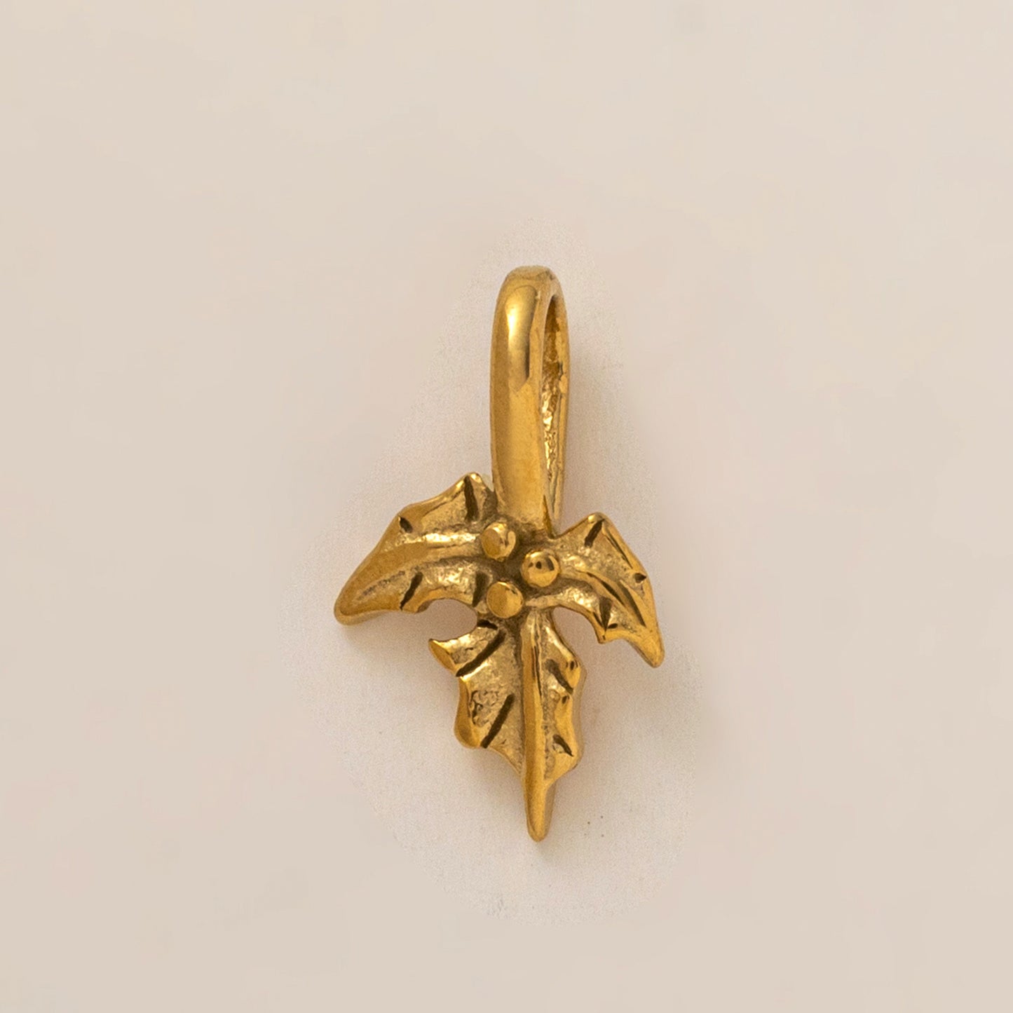 Vintage 18K Gold PVD Stainless Steel Floral Pendant Charm Bar