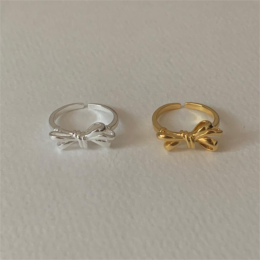 Sweet 925 Sterling Silver Heart Bow Ring for Women