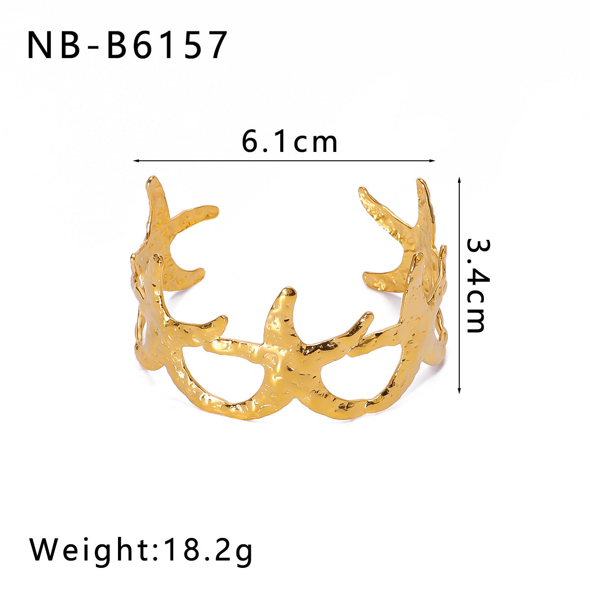 Minimalist Asymmetrical Hollow Flower Starfish Leaf Cuff Bracelet for Women in Titanium Steel with Gold Plating