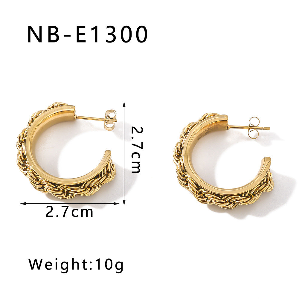 Minimalist Geometric Stainless Steel Hoop Earrings with 18K Vacuum Plating for Women