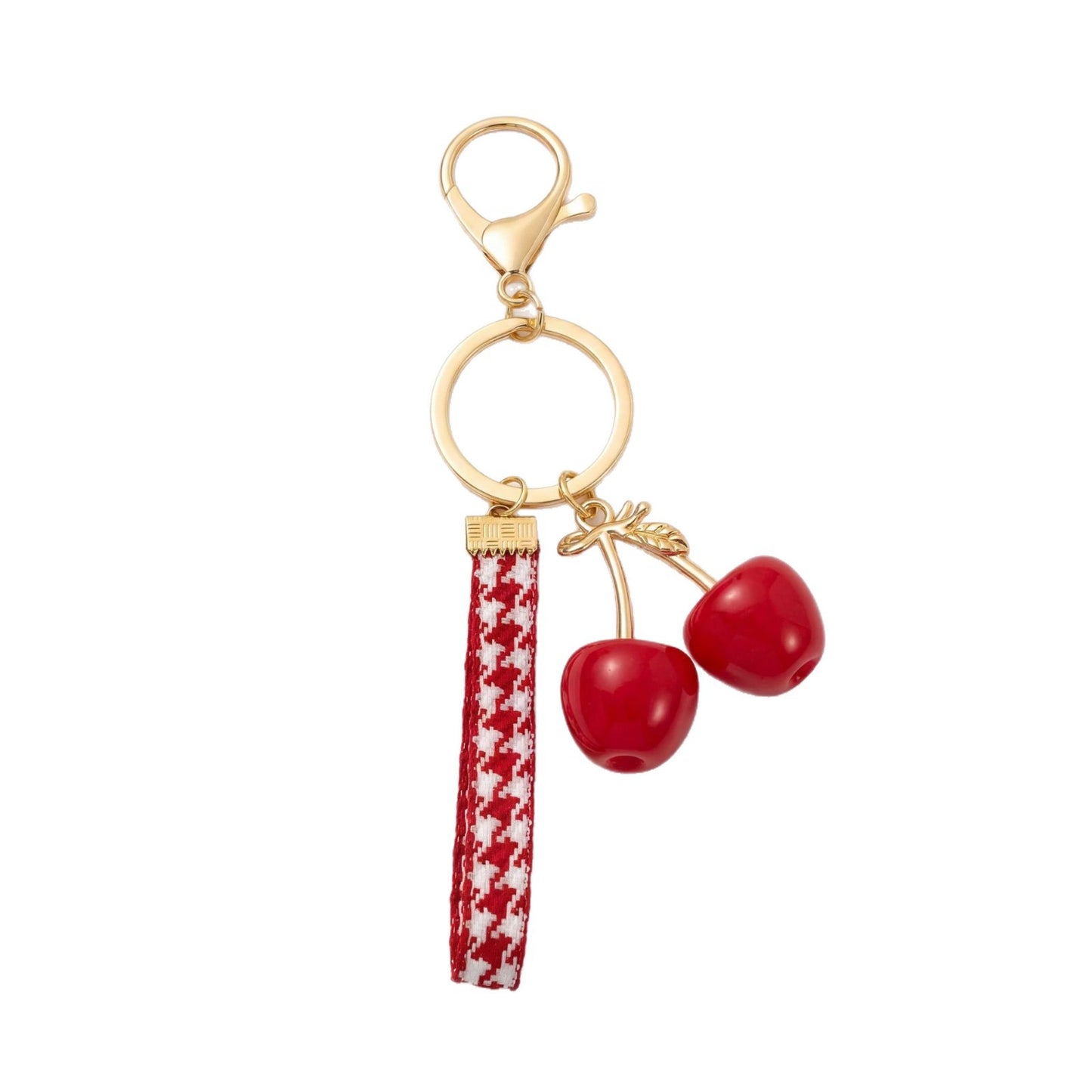 Elegant Gold Plated Zinc Alloy Strawberry Charm Bar for Bag Keychain Women