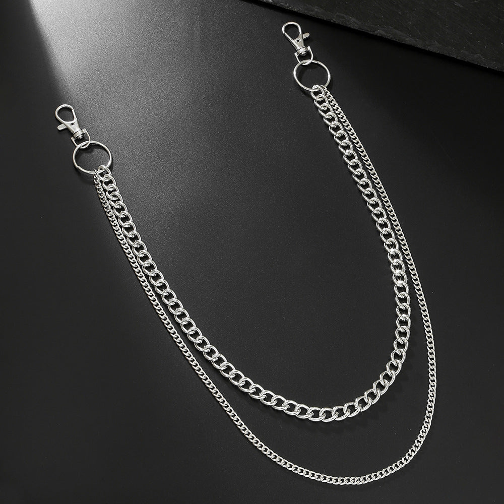 Hip-hop Punk Zinc Alloy Polished Cuban Link Chain Waist Chain with Tassel