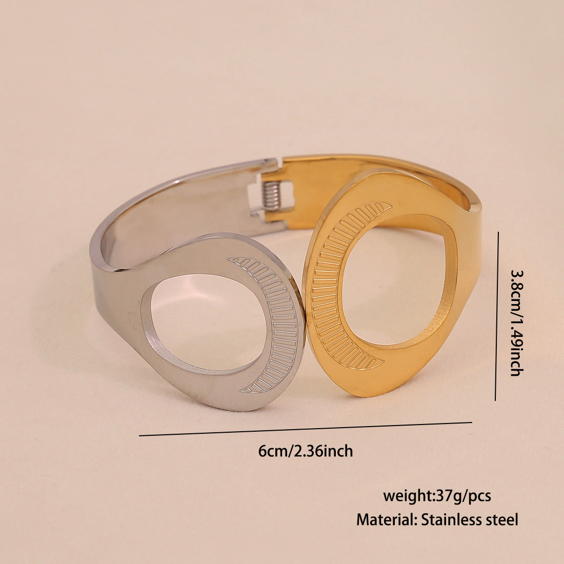 Geometric Hollow Stainless Steel Bracelet with Gold Plating for Women and Men