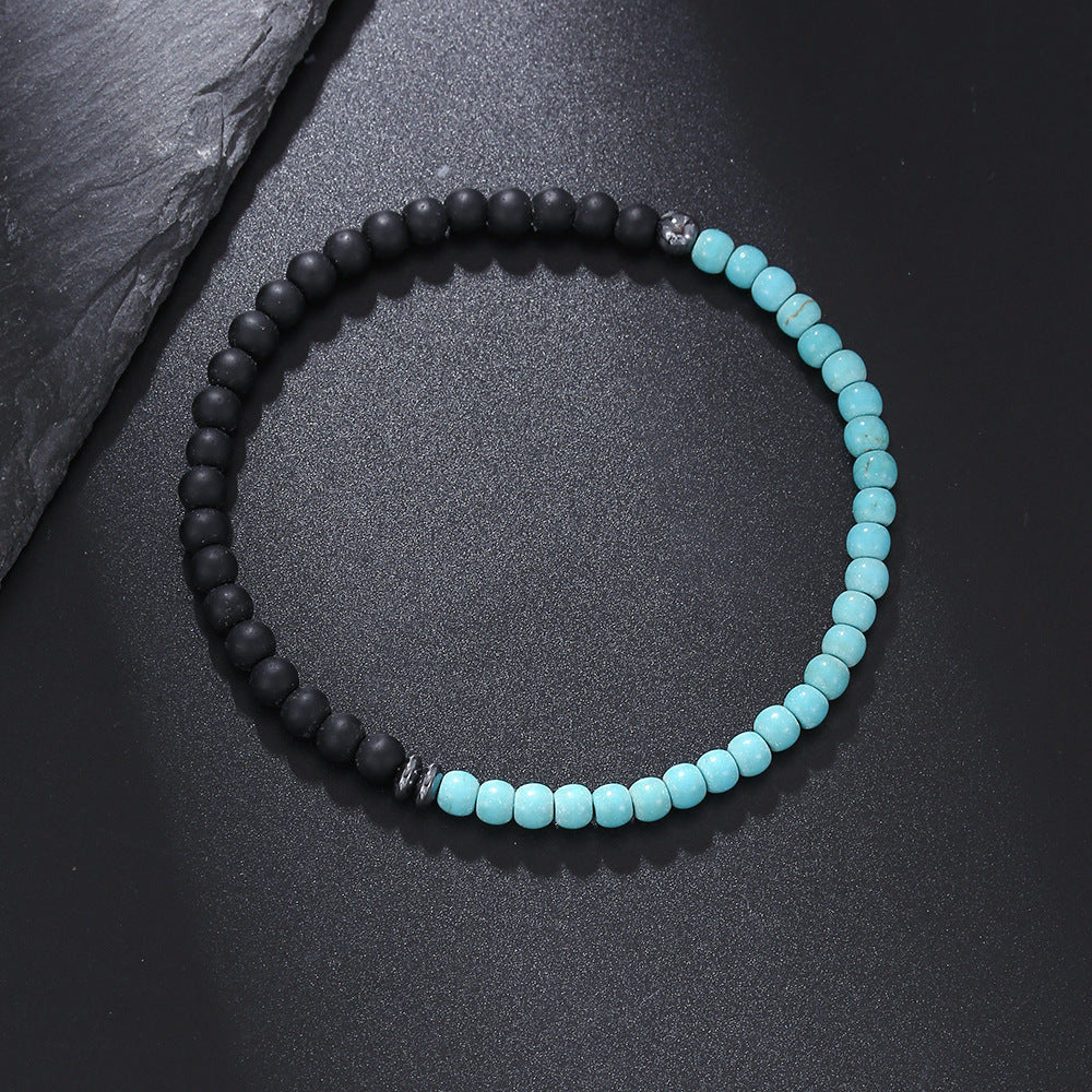 Round Agate Turquoise Stretch Bracelet for Men and Women