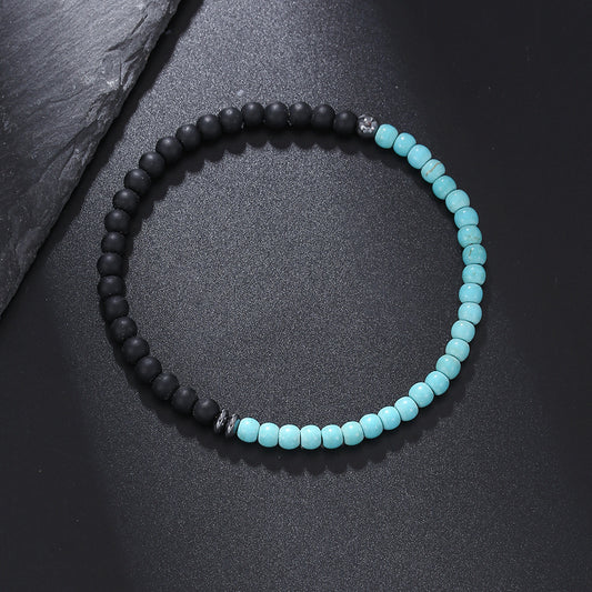 Round Agate Turquoise Stretch Bracelet for Men and Women