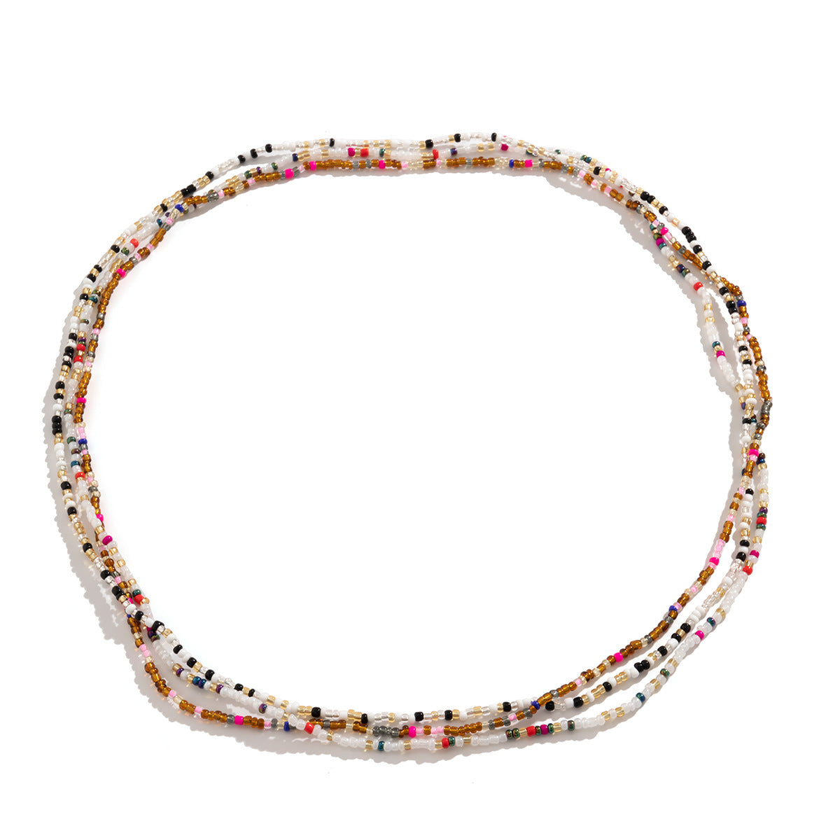 Minimalist Elastic Beaded Waist Chain for Women with Tassel Accents in Mixed Rice Beads