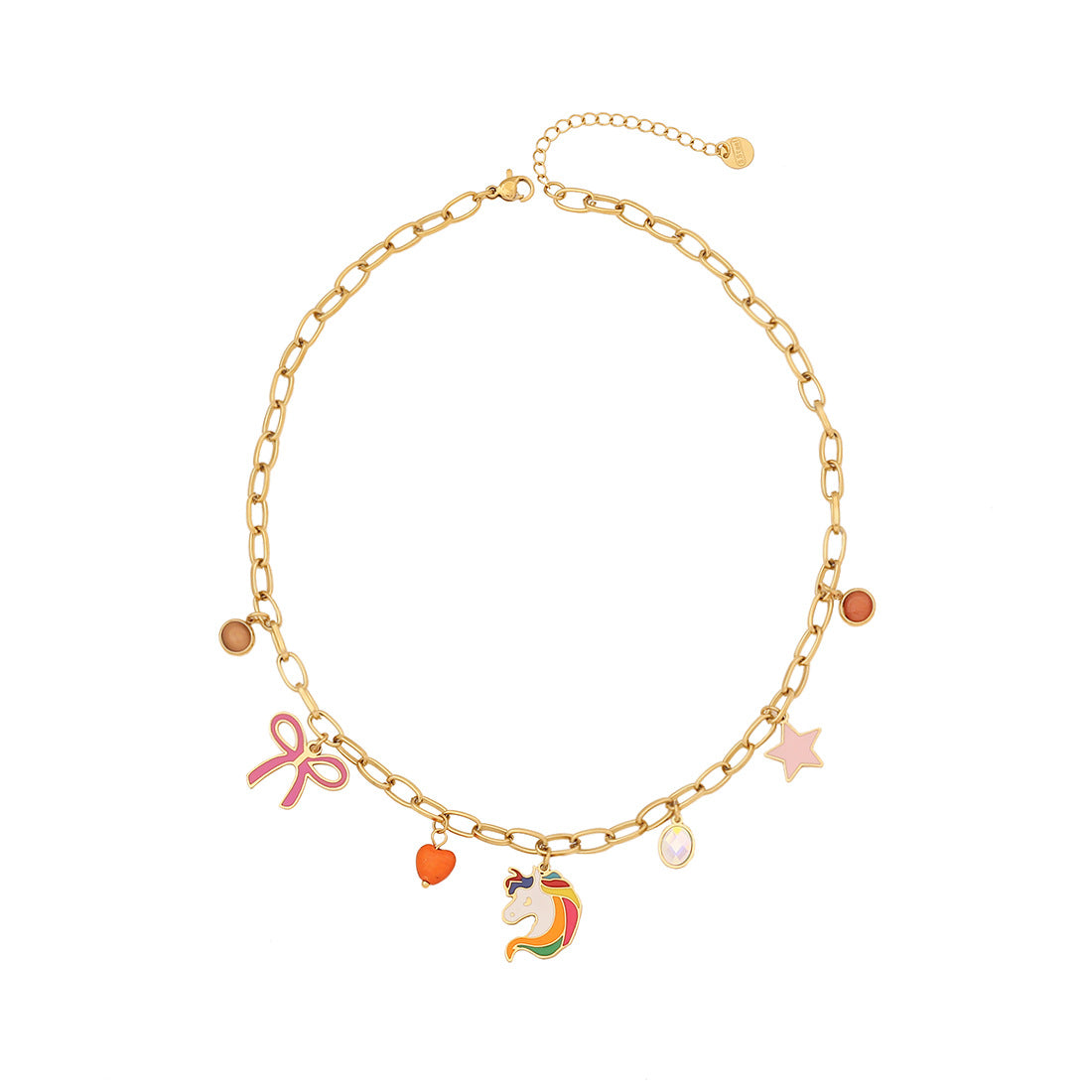 Collana Pendente a Cuore Arcobaleno alla Moda in Acciaio Inossidabile con Finitura Smaltata da Donna