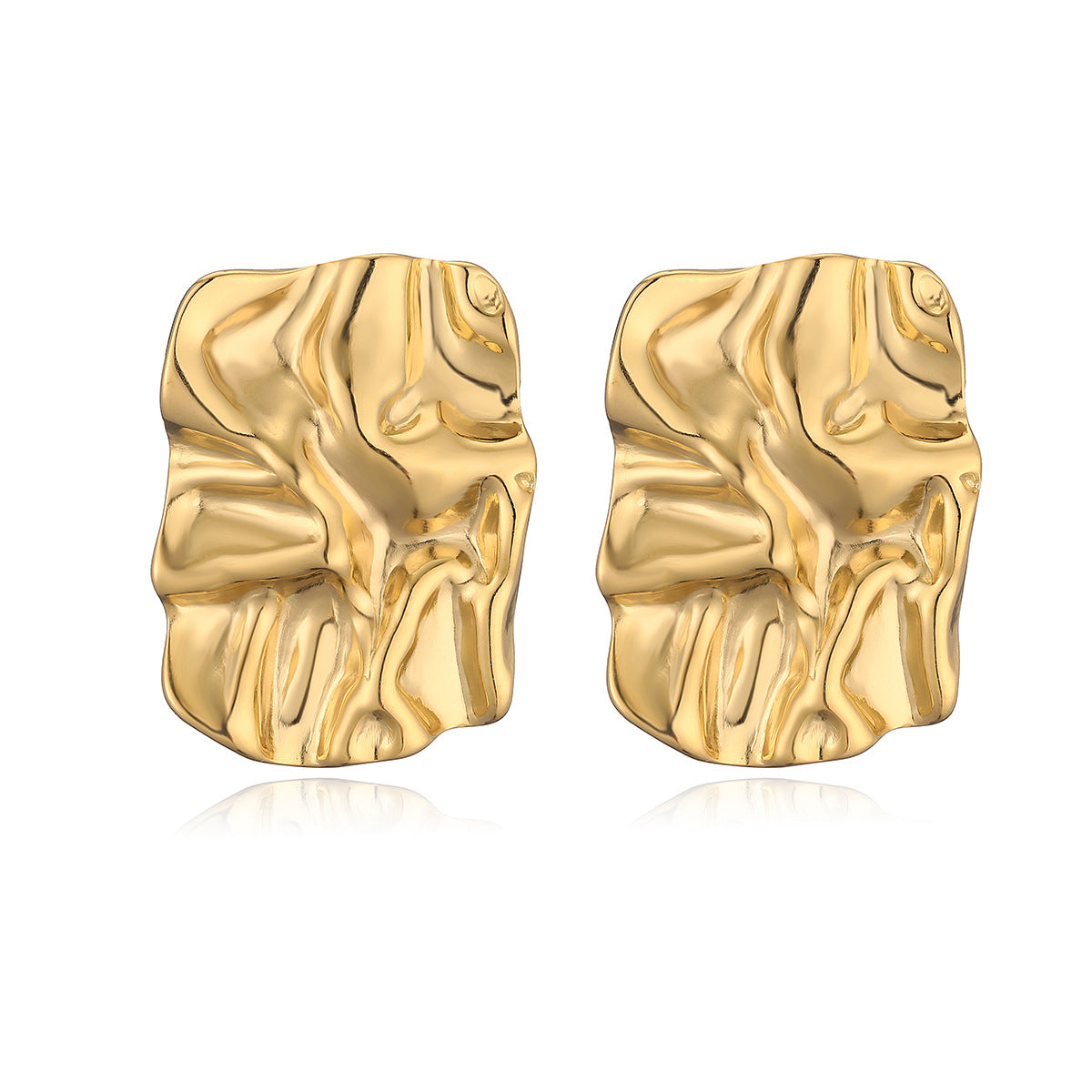 Geometric Stainless Steel Ear Studs for Women with 18K Gold Plating, Irregular Modern Fashion Earrings