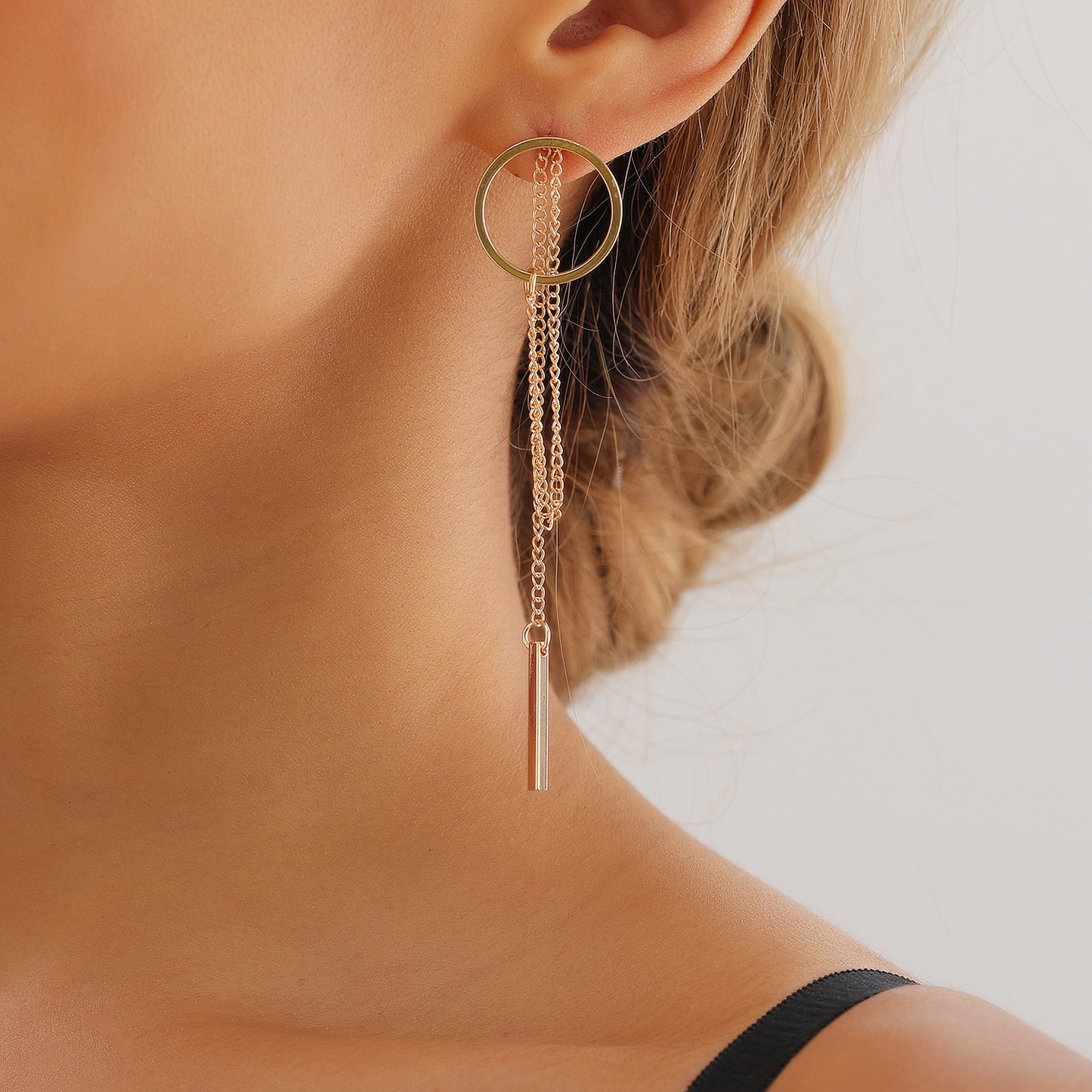 Geometric Hollow Round Long Tassel Earrings for Women with Plated Metal Finish Fashion Minimalist Statement Earrings