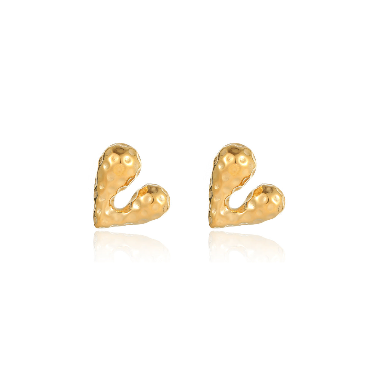 Orecchini in Acciaio Inossidabile e Acciaio al Titanio a Forma di Cuore, Placcati Oro 18K con Design a Cuore dalla Texture Effetto Liquido