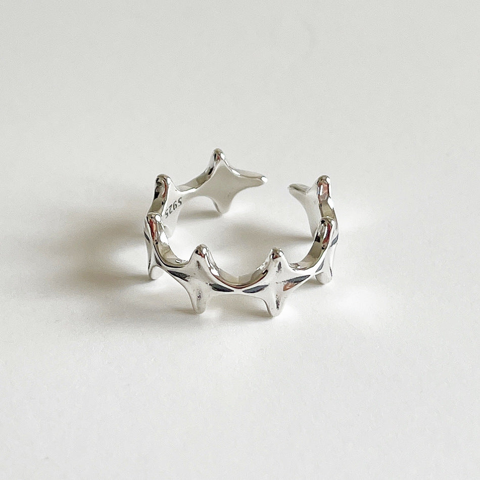 Vintage Sweet 925 Sterling Silver Star Ring for Women
