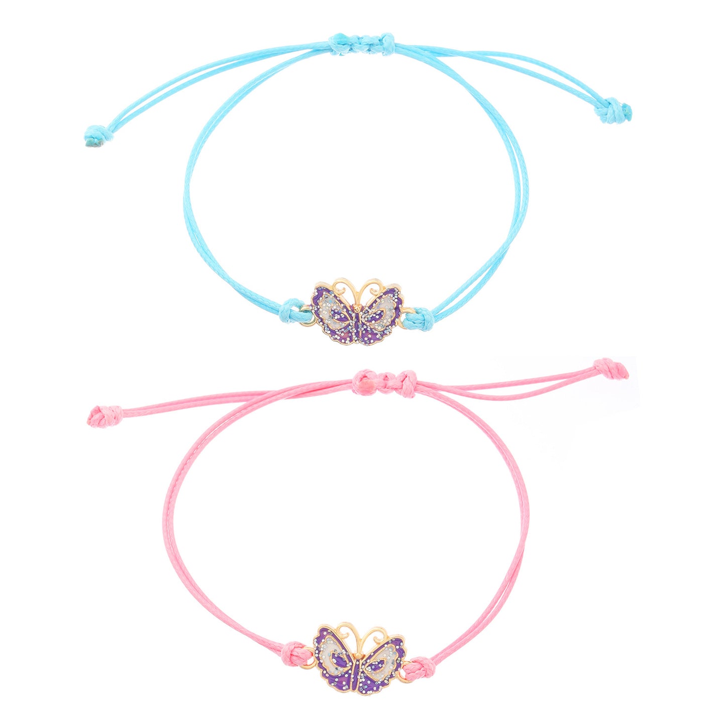 Sweet Heart Star Butterfly Floral Alloy Bracelet Unisex Handmade Woven Cord