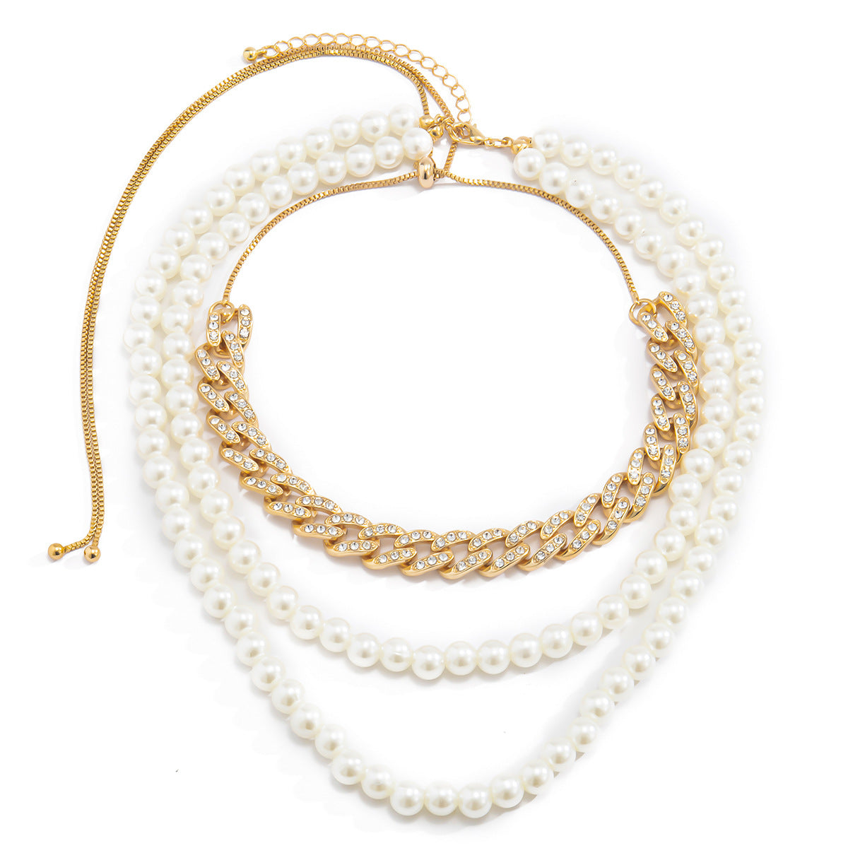 Collana Vintage Minimalista da Donna con Strass Geometrici e Maglie Cubane Regolabili