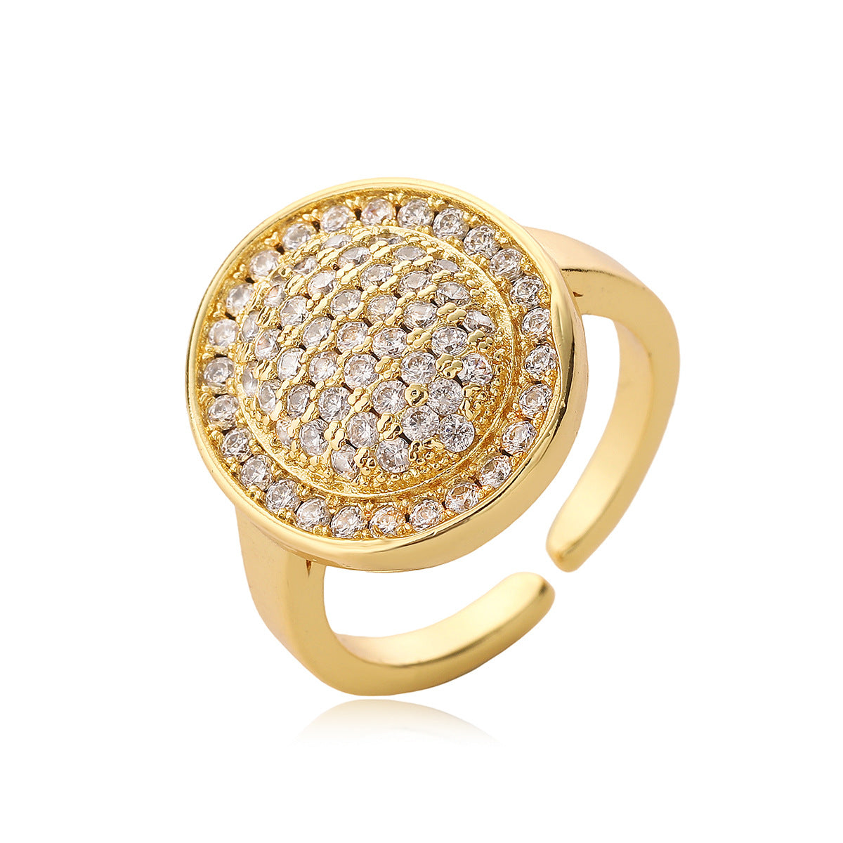 Anello in Rame Geometrico Minimalista con Placcatura in Oro 18K e Zircone per Donna