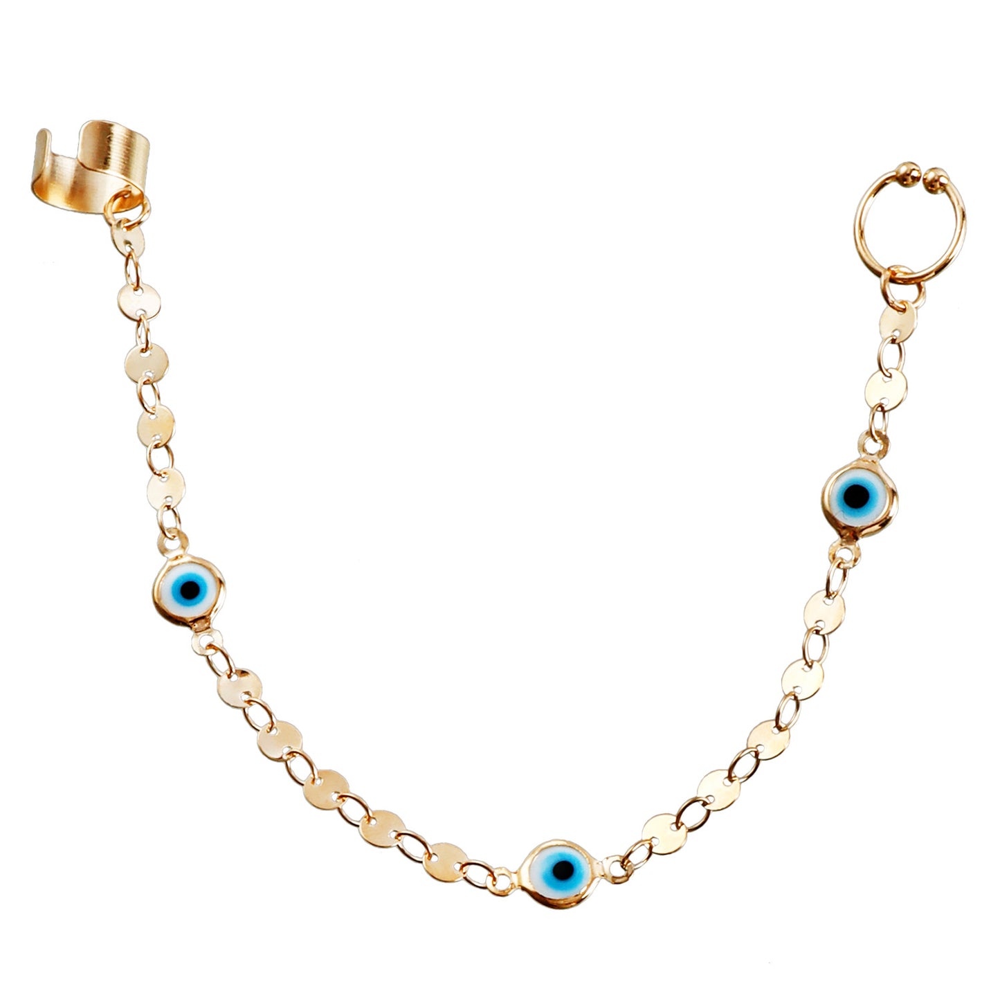 Minimalist Ethnic Geometric Evil Eye Plated Alloy Nose Chain for Unisex