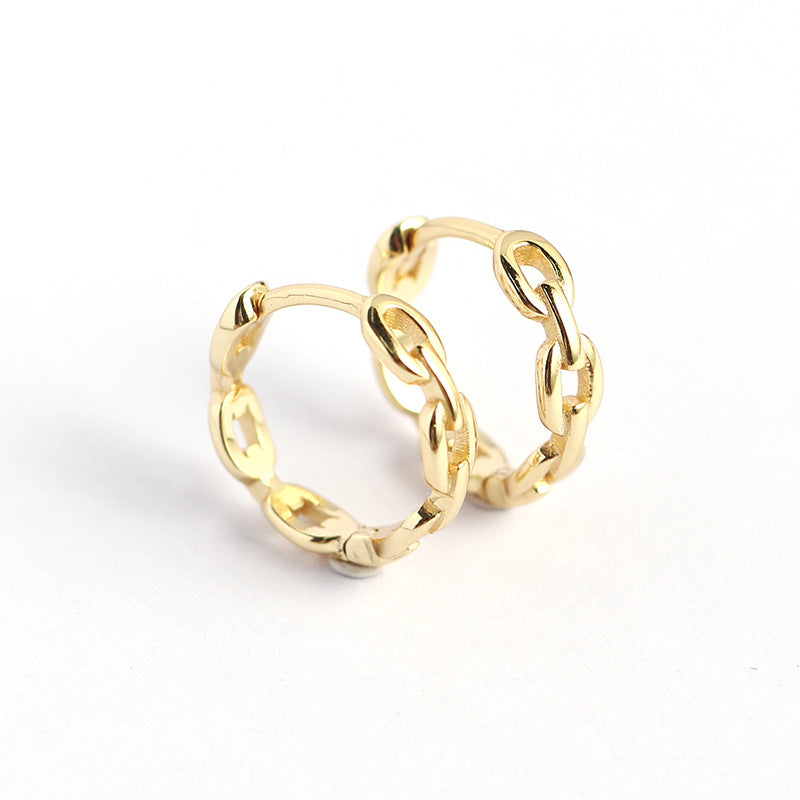 Minimalist Cold-Tone Silver Ear Cuffs with Metal Chain Design for Women S925 Sterling Silver Electroplated Earrings