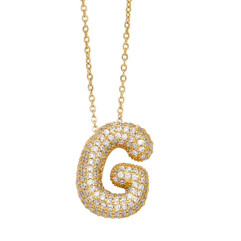 Minimalist Letter Brass Cubic Zirconia Plated Necklace Cable Chain Unisex