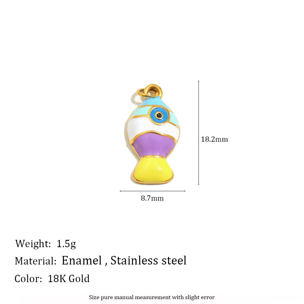 18K Gold Plated Drip Oil Animal Shape Stainless Steel Charm Bar