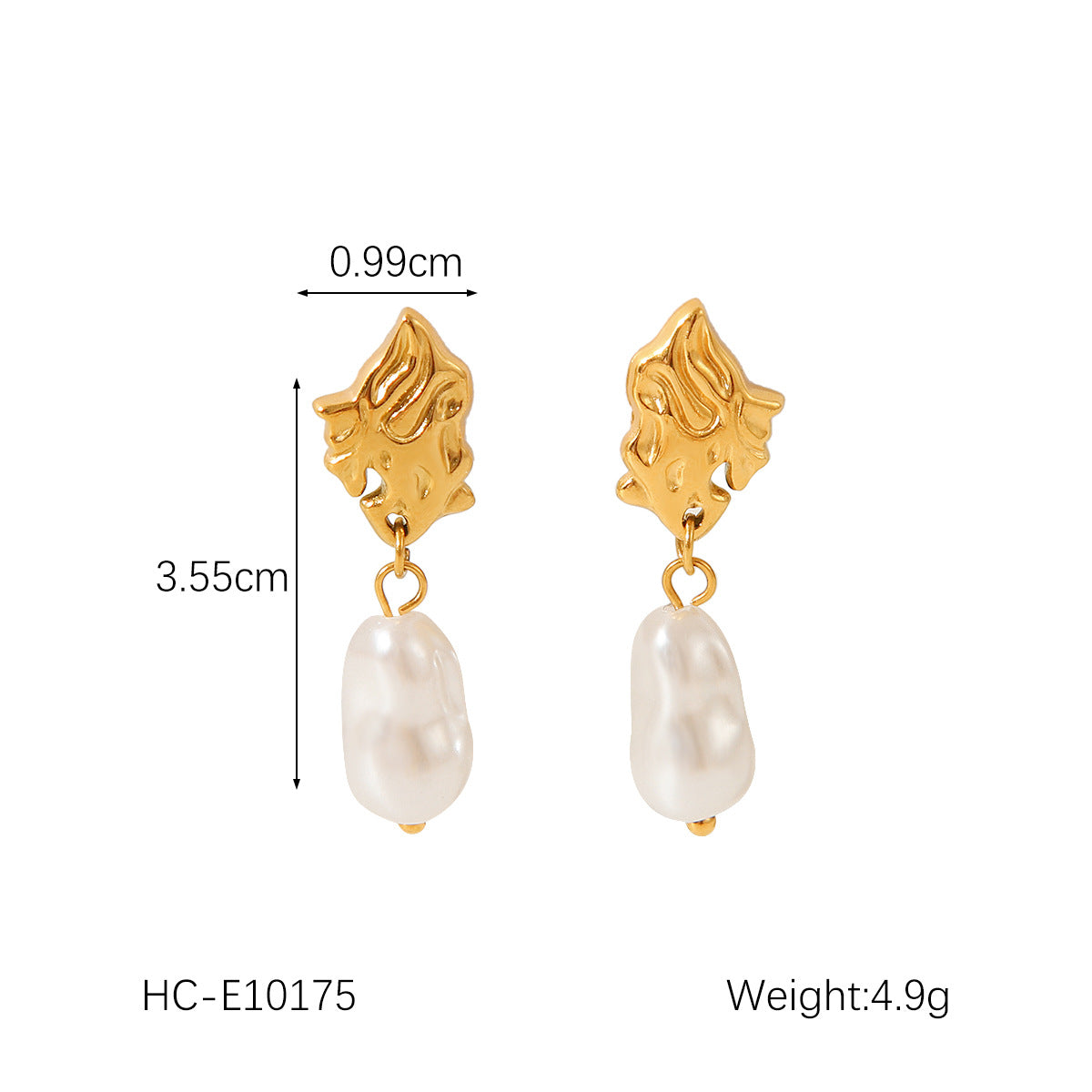 Pendientes minimalistas de acero inoxidable con forma de corazón y lazo, con acentos de perlas y chapados en oro de 18 quilates para mujer