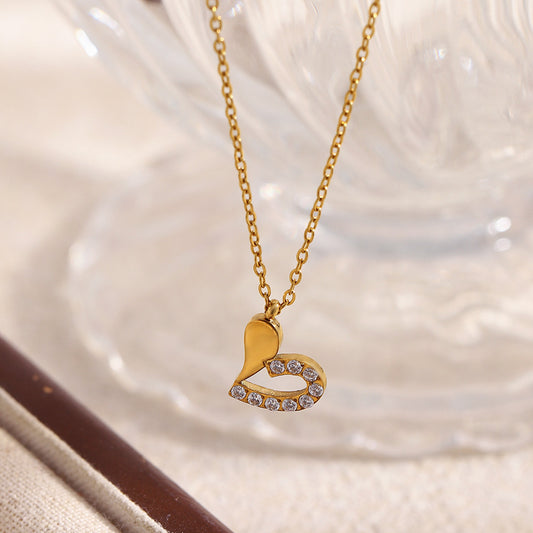 Minimalist Luxury 18K Gold Plated Stainless Steel Heart Pendant Necklace for Women