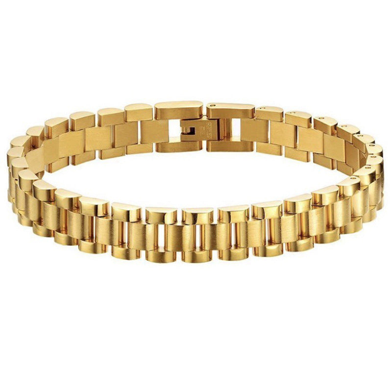 Geometric Stainless Steel Bracelet with Gold Plating Detachable Wristband for Women Hip Hop Style Music Note Design