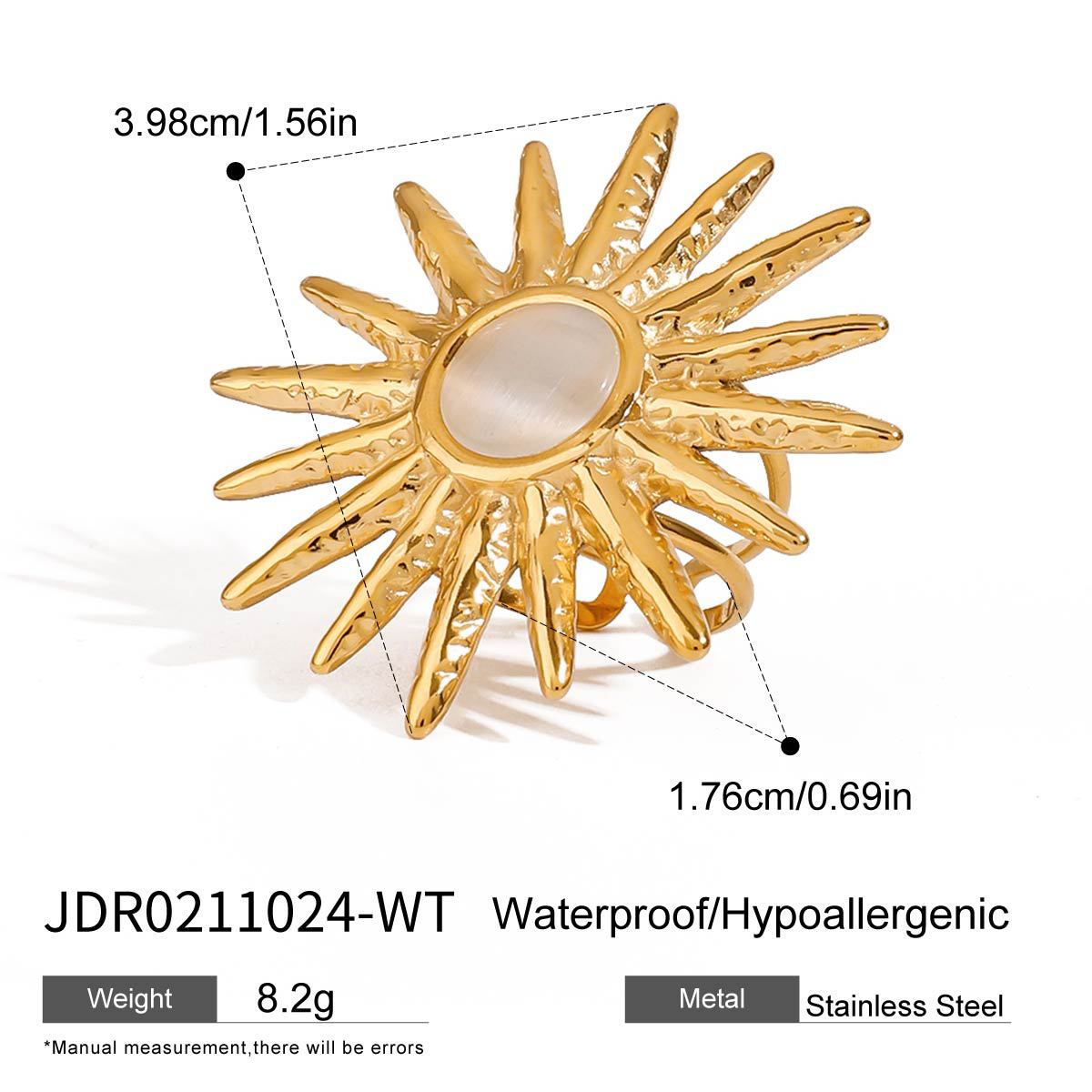 Minimalist Geometric Stainless Steel Plated Ring with Cubic Zirconia for Women